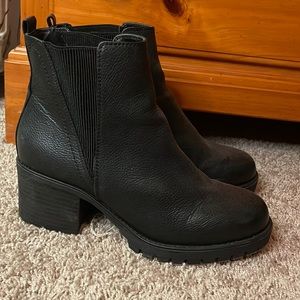 black leather MIA booties
